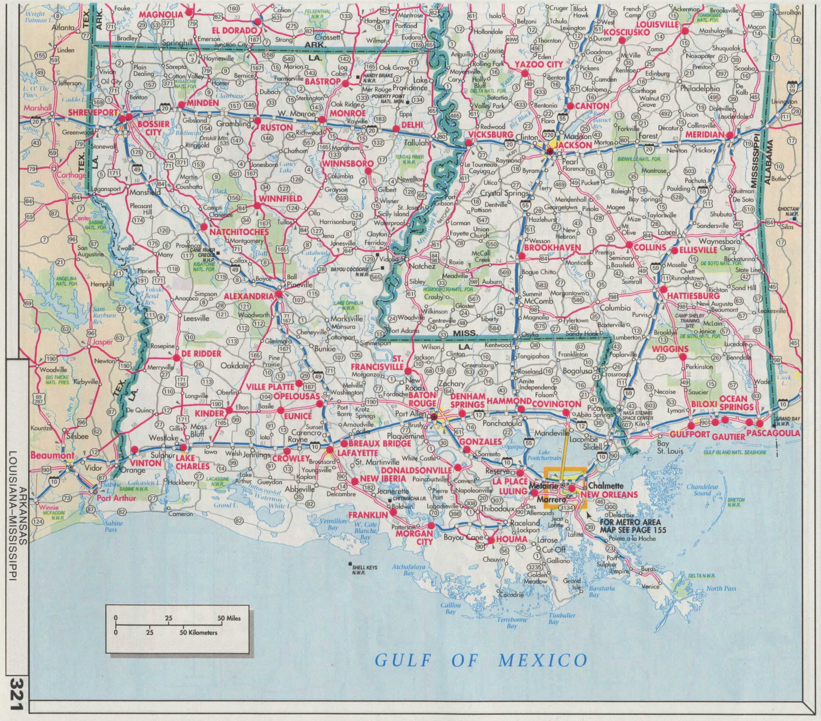 1950 Arkansas, Louisiana & Mississippi Road Map – Std. Oil of New  Jersey (Esso)